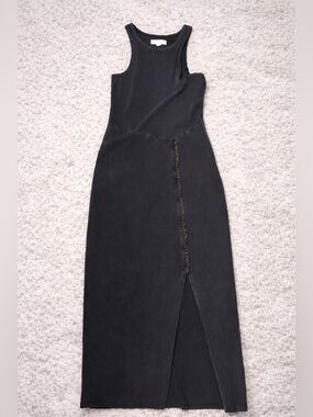 Cleo + Wolf Black Sleeveless Maxi Dress Front Slit Minimalist Bodycon Small